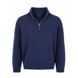 Classic Navy Blue Merino Wool Blend Quarter Zip Sweater J.Crew Size L